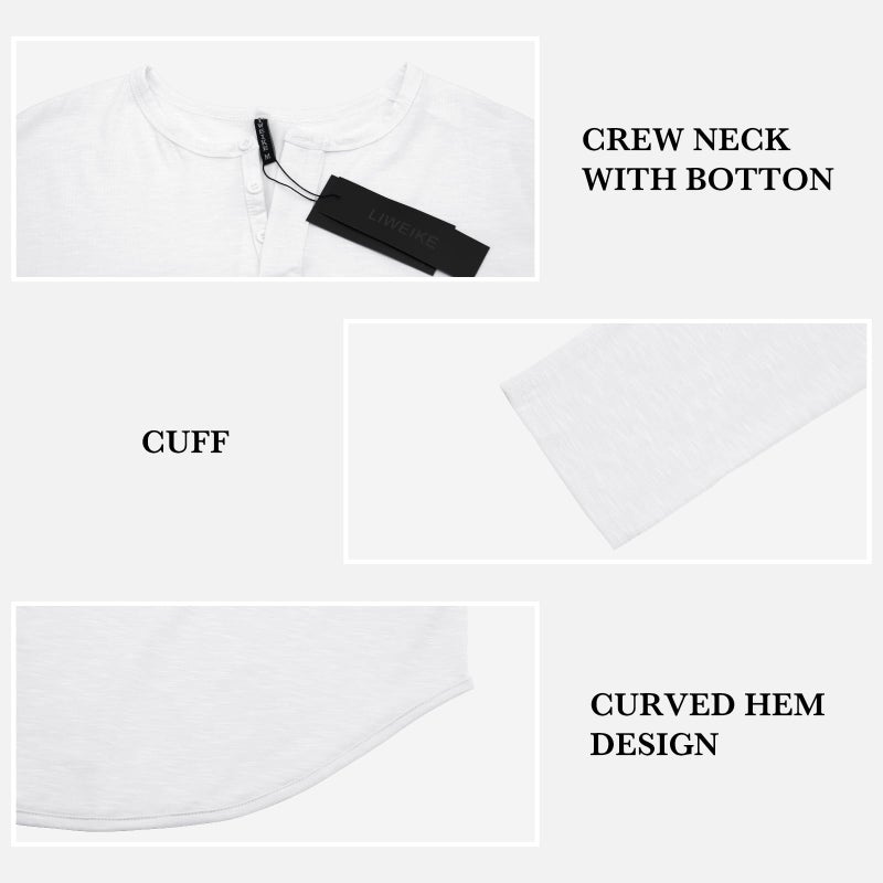 LIWEIKE Mens Hipster Hip Hop Longline Crewneck T-Shirt - Image 3